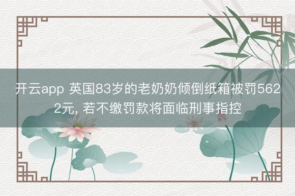 開云app 英國(guó)83歲的老奶奶傾倒紙箱被罰5622元, 若不繳罰款將面臨刑事指控
