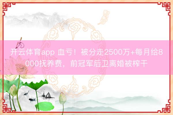 開云體育app 血虧!被分走2500萬+每月給8000撫養(yǎng)費(fèi),前冠軍后衛(wèi)離婚被榨干