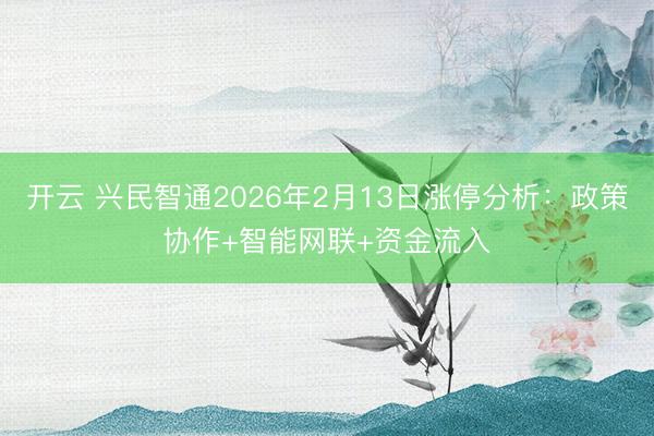 開云 興民智通2026年2月13日漲停分析:政策協作+智能網聯+資金流入